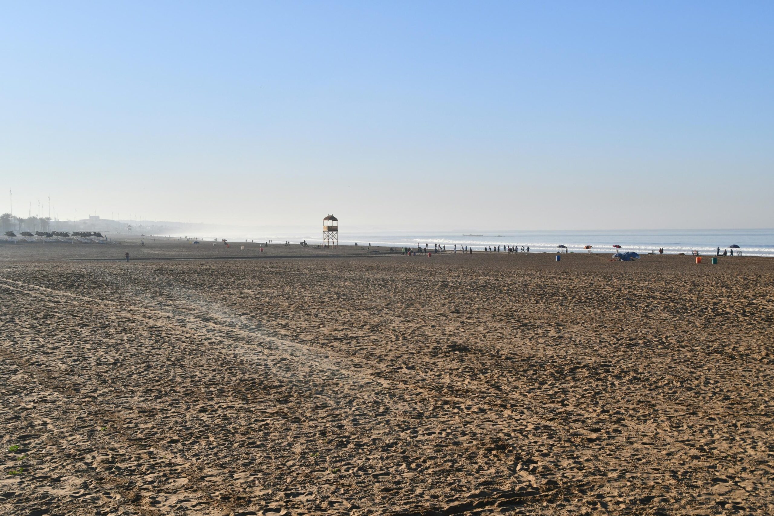 Surfboards lined up at a surf camp in Morocco